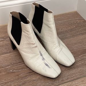 Rag and bone white patent leather booties